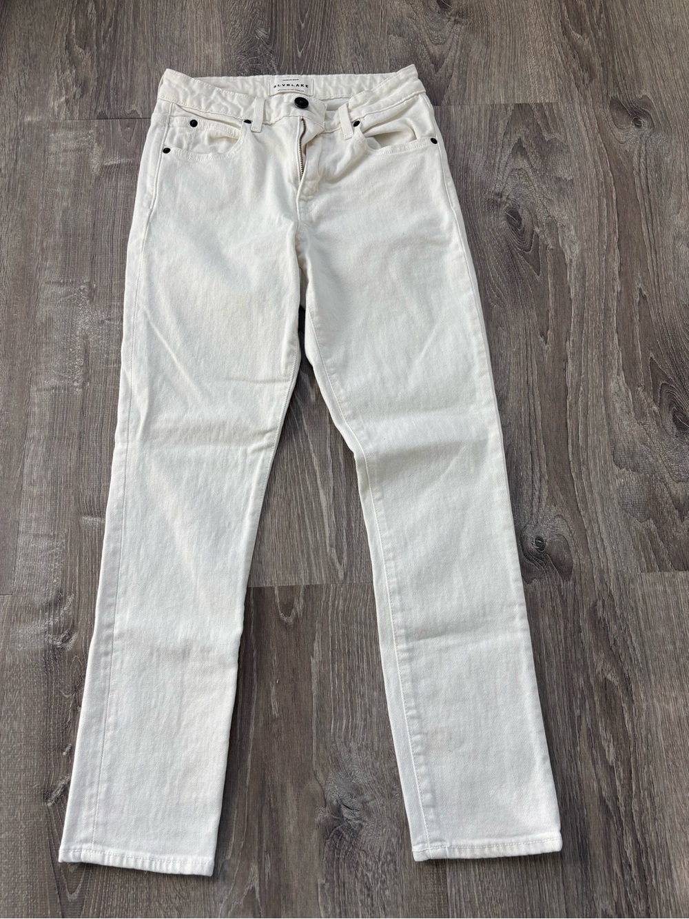 SLVRLAKE Women’s Cream Lou Lou Straight-Leg Jeans Size 24